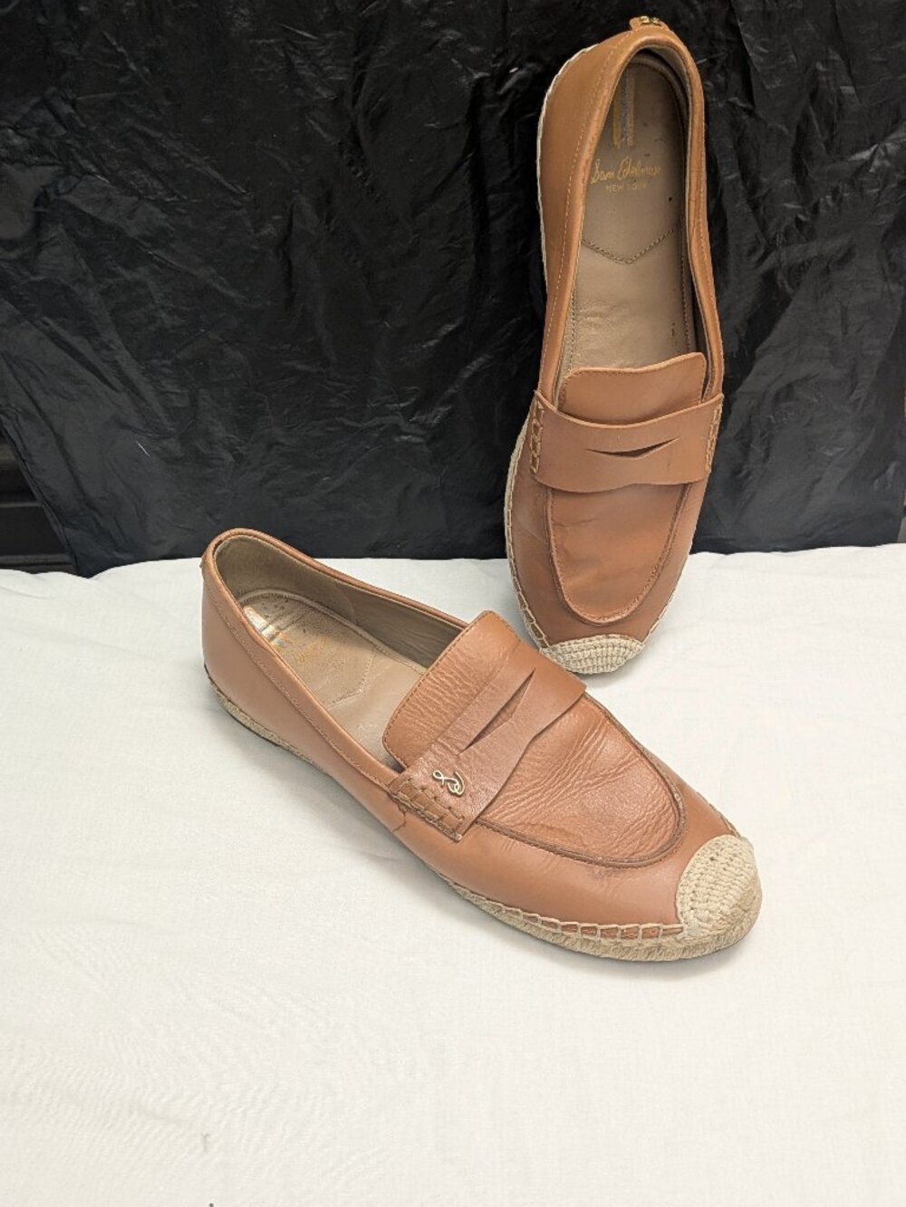 Sam Edelman Men's Tan Leather Espadrille Penny Loafers